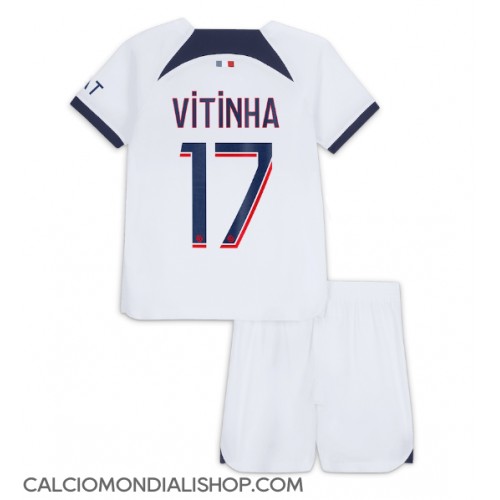 Maglie da calcio Paris Saint-Germain Vitinha Ferreira #17 Seconda Maglia Bambino 2023-24 Manica Corta (+ Pantaloni corti)